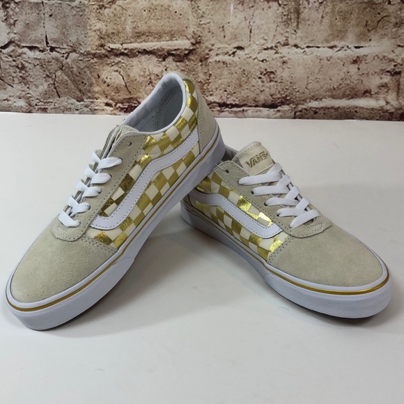 gold checkerboard vans